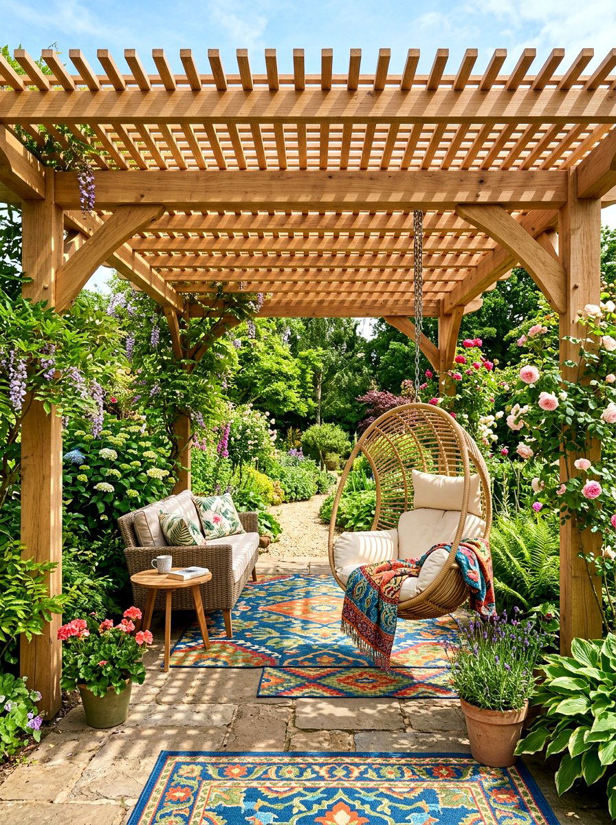 Wooden slat roof - 30 pergola roof ideas