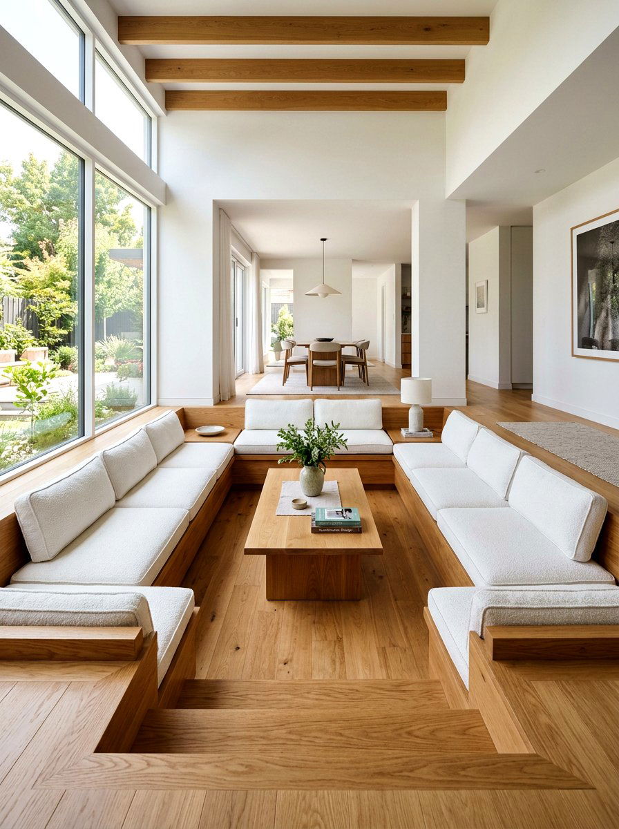 Wooden sunken lounge area - 30 sunken conversation pit ideas
