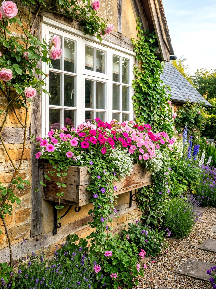 Wooden window box - 30 garden planter ideas