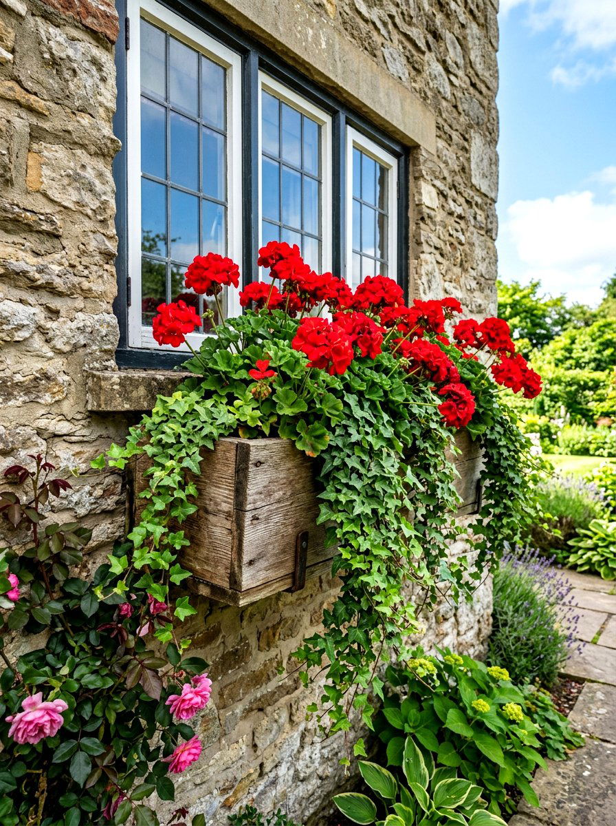 Wooden window box - 30 window flower box ideas