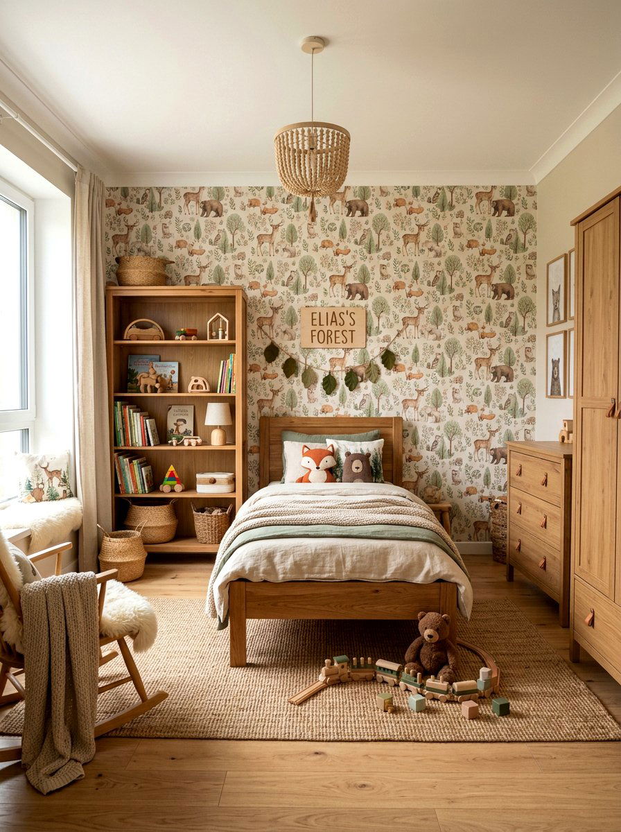 Woodland Animal Kids Room - 30 wallpaper decor ideas