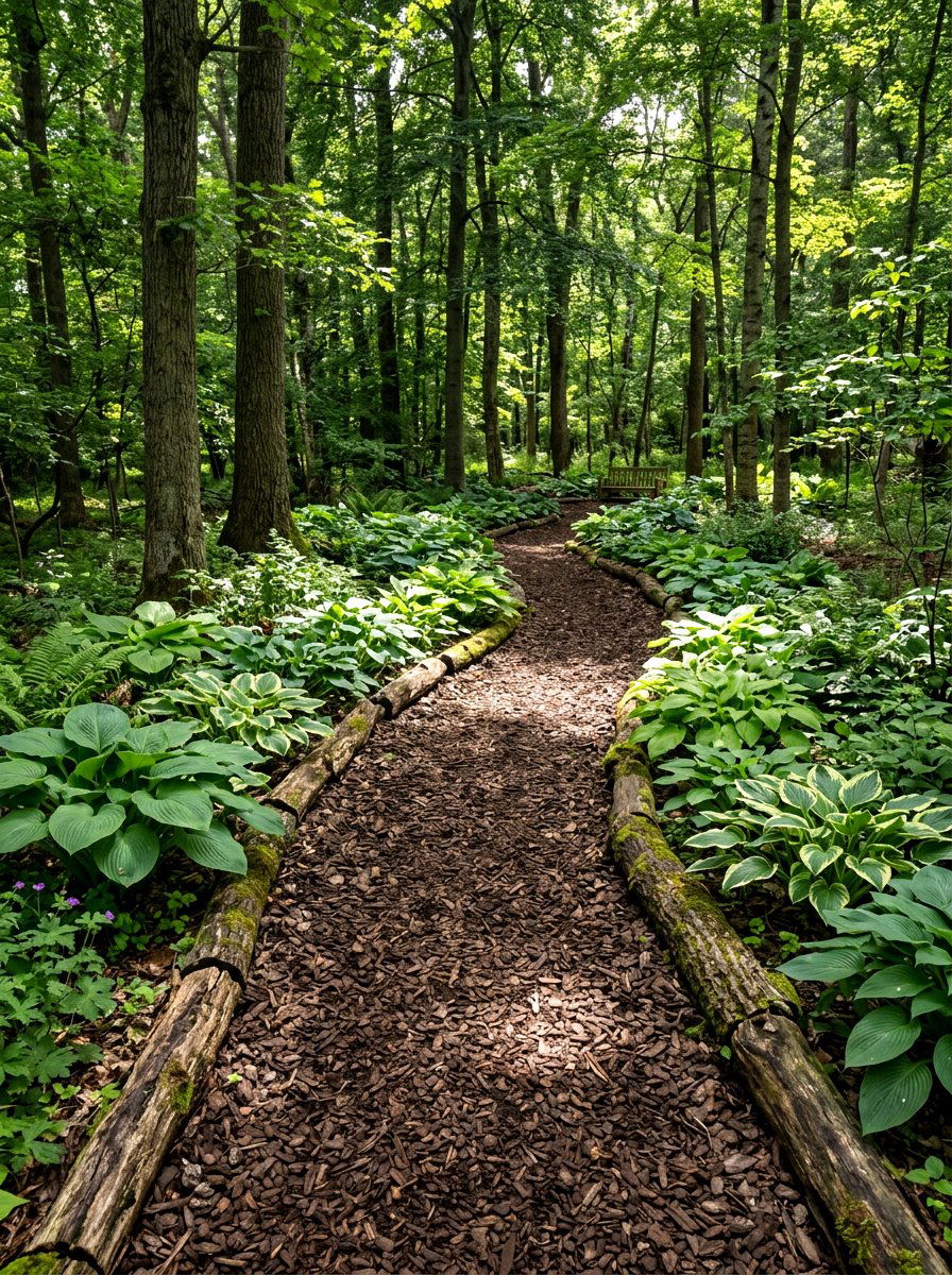 Woodland Bark Mulch Path - 30 front garden path ideas