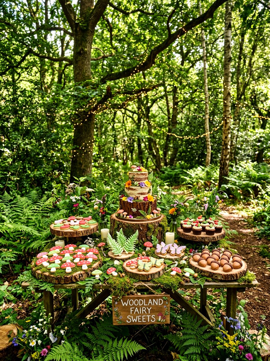 Woodland Fairy Sweets Table - 30 outdoor dessert station ideas