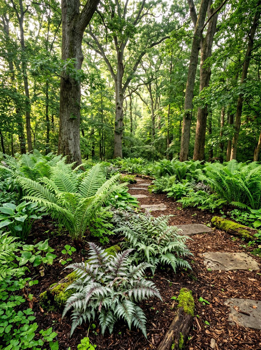 Woodland Fern Garden - 30 woodland shade garden ideas
