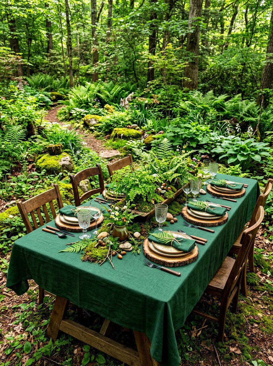 Woodland Fern Garden Table - 30 garden party tablescape ideas