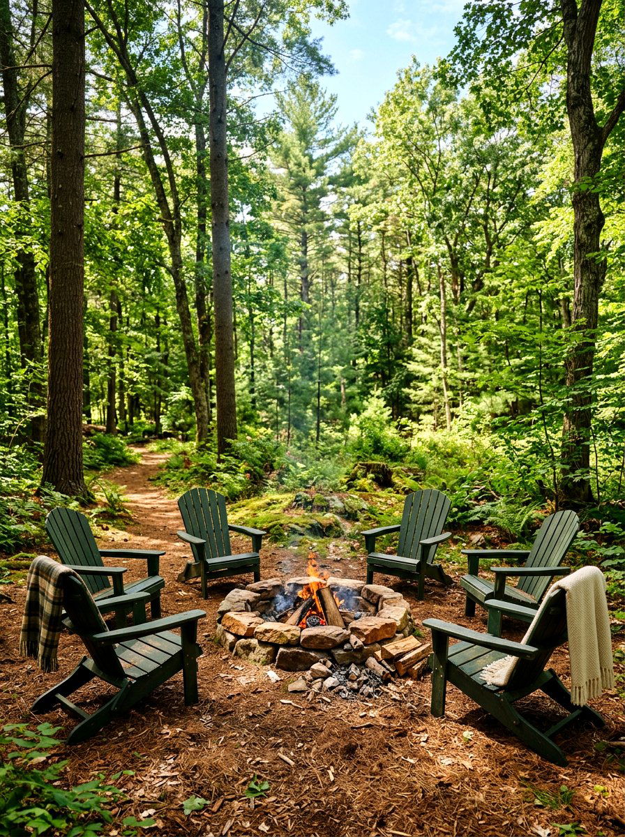 Woodland Fire Pit Seating - 30 adirondack fire pit circle ideas