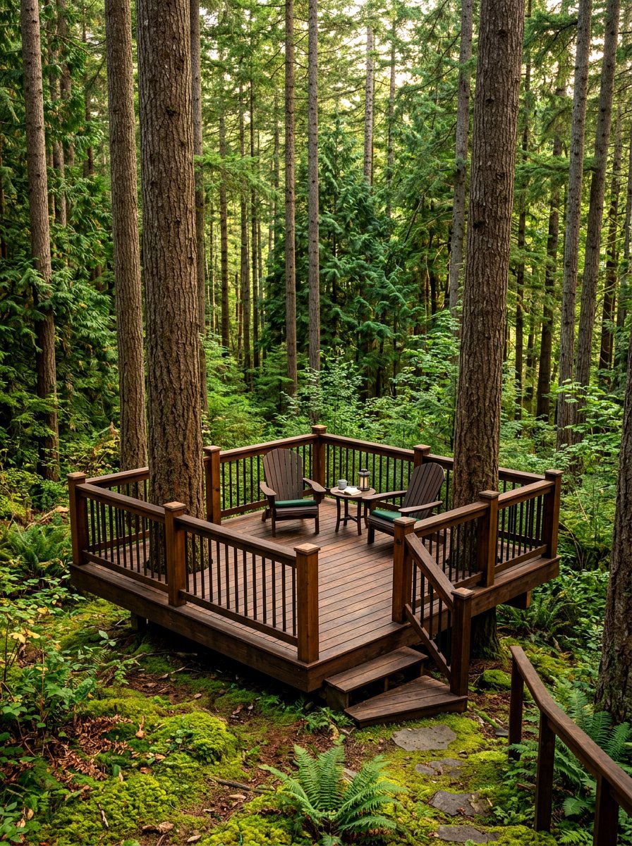 Woodland Forest Deck - 30 backyard yoga deck ideas