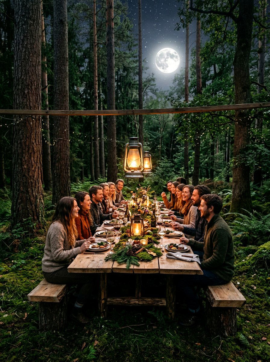 Woodland Forest Dinner Party - 30 candlelit garden dinner ideas