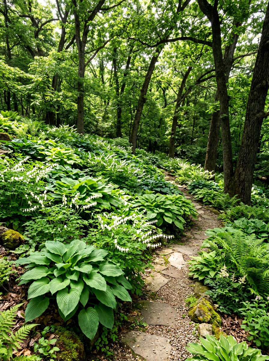 Woodland Hillside Shade Garden - 30 slope garden ideas