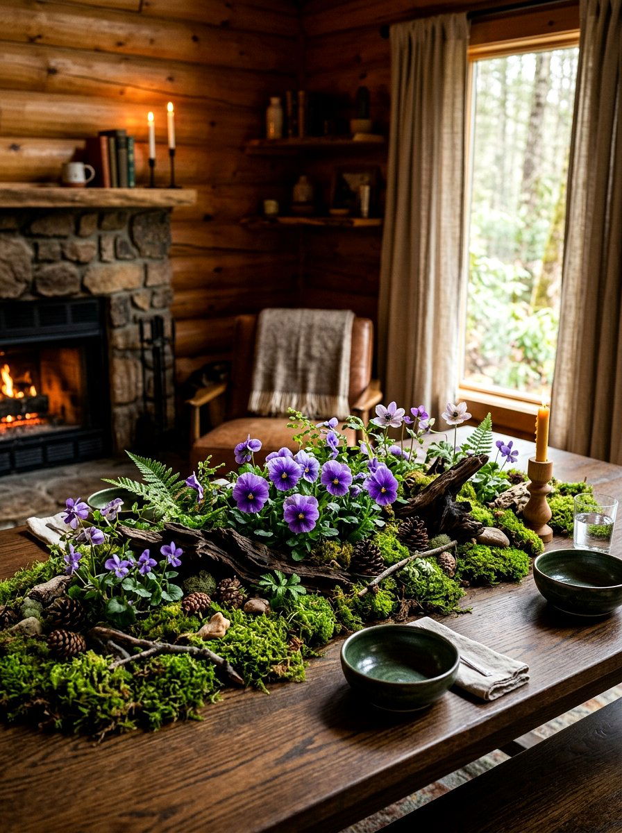 Woodland Moss And Floral Table - 30 floral tablescape ideas
