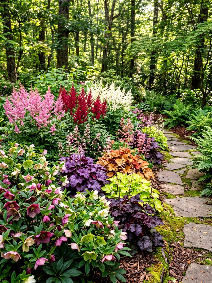 Woodland Perennial garden - 30 woodland backyard landscaping ideas