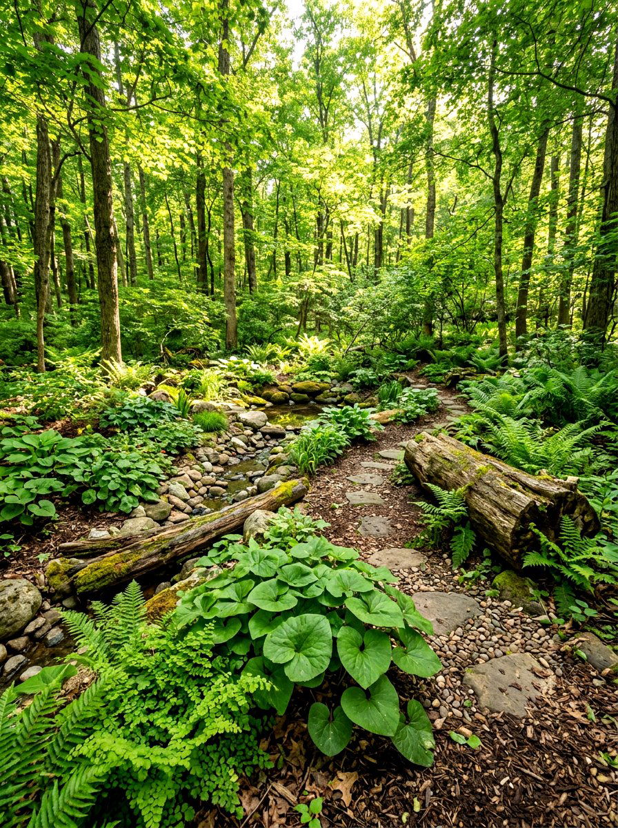Woodland Rain Garden Area - 30 rainwater garden ideas