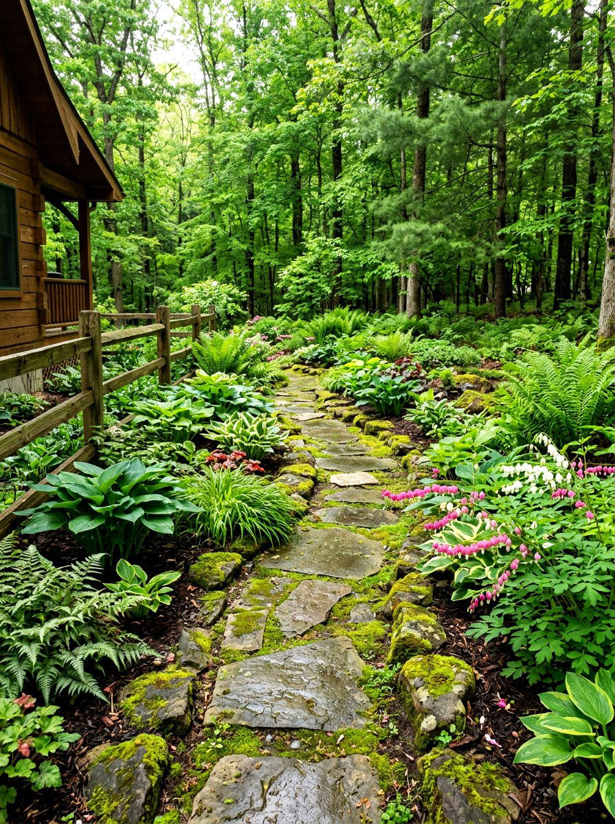 Woodland Shade Garden Side Yard - 30 corner lot landscaping ideas