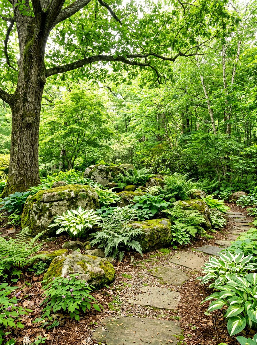 Woodland Shade Rock Garden - 30 rock garden ideas
