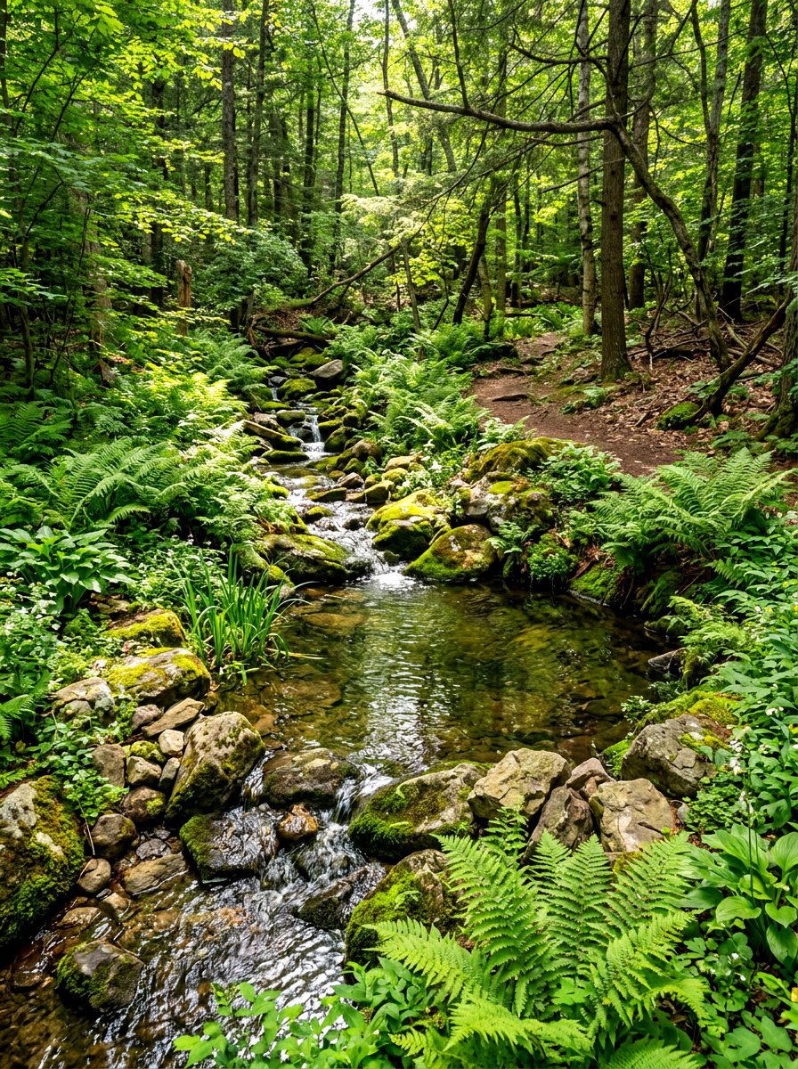 Woodland Stream Pond - 30 backyard pond ideas