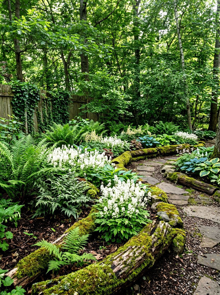 Woodland Style Shade Border - 30 cottage border backyard ideas