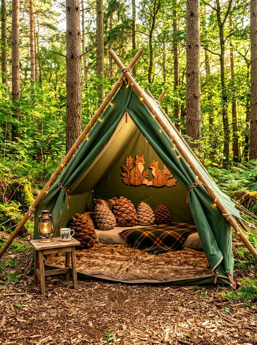 Woodland Theme Forest Nook - 30 kids tent reading nook ideas