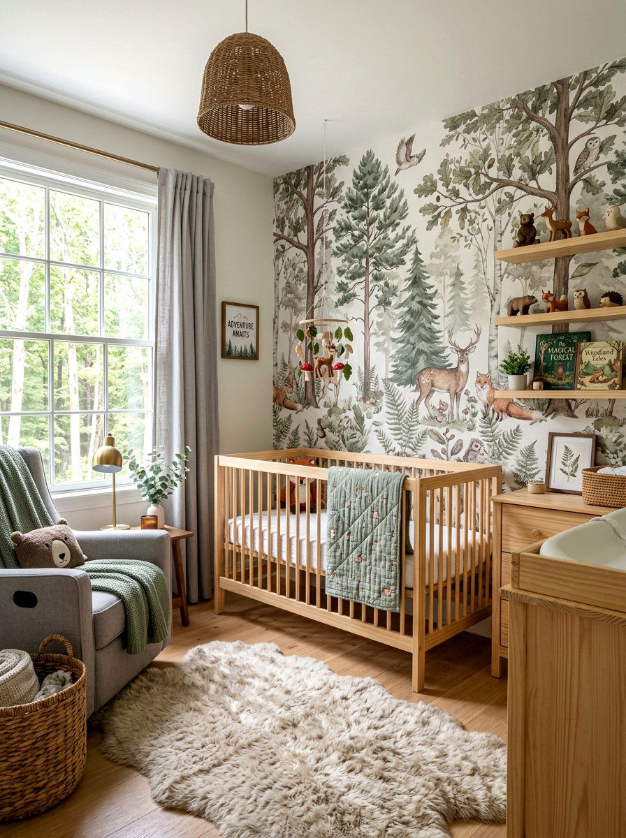 Woodland Theme Neutral Nursery - 30 neutral nursery ideas