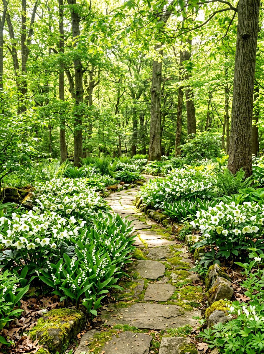 Woodland White Garden - 30 white flower garden ideas