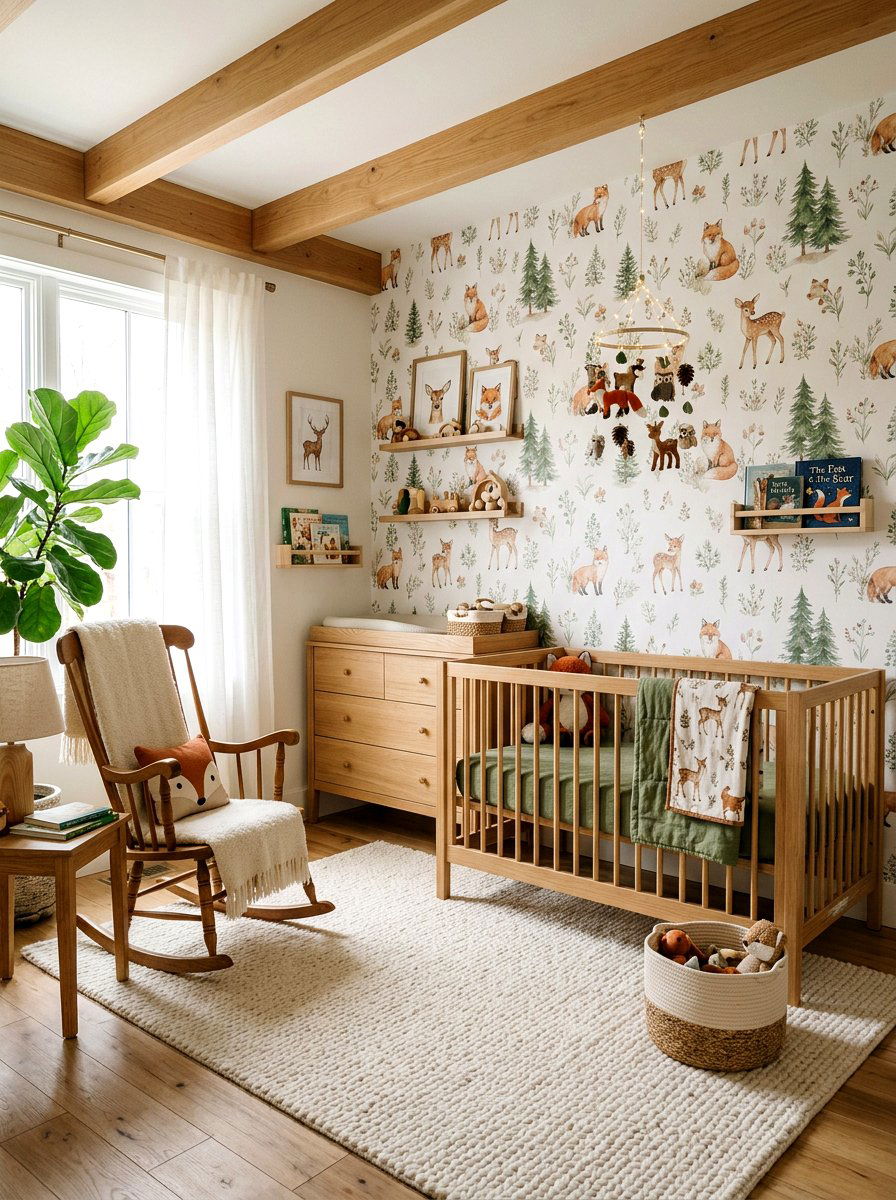 Woodland animal nursery wallpaper - 30 nursery wallpaper ideas