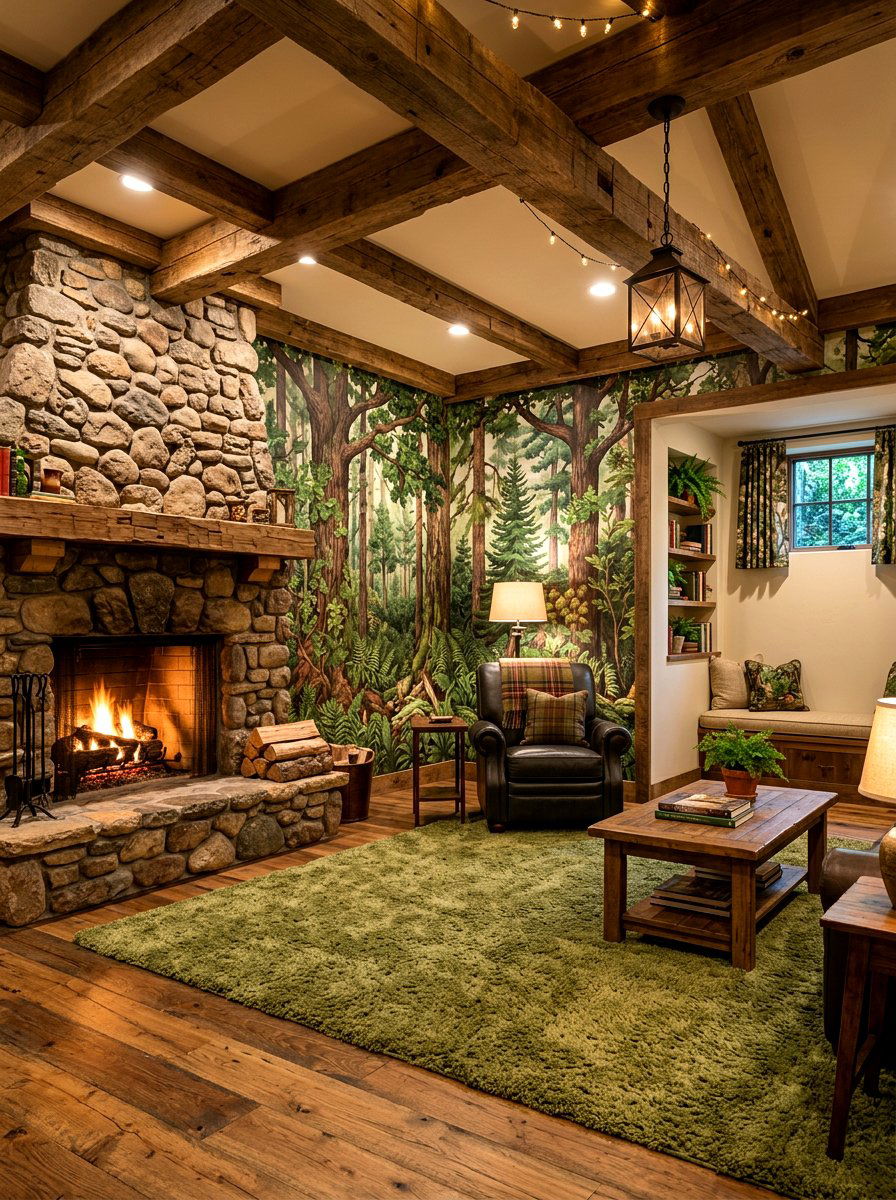 Woodland forest basement - 30 garden print wallpaper ideas
