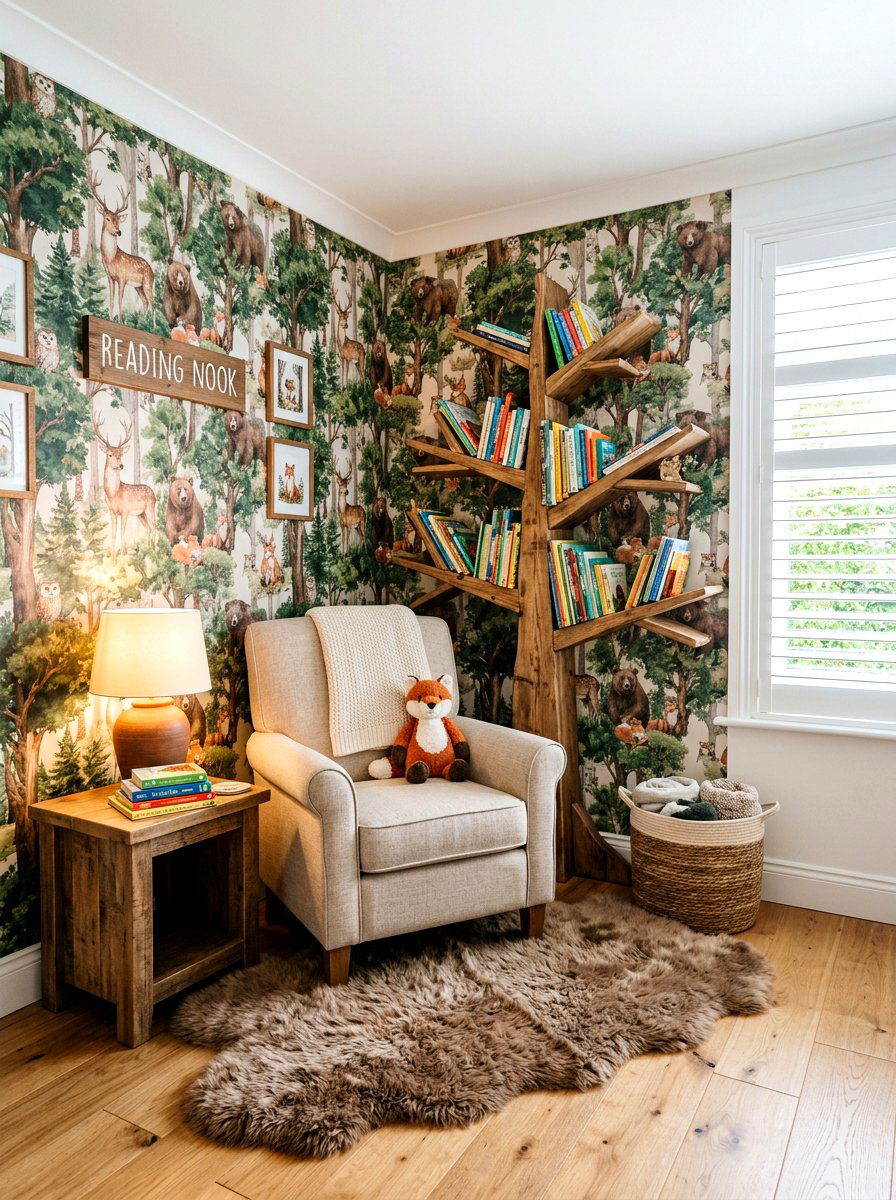 Woodland nursery reading area - 30 nursery reading corner ideas aesthetic