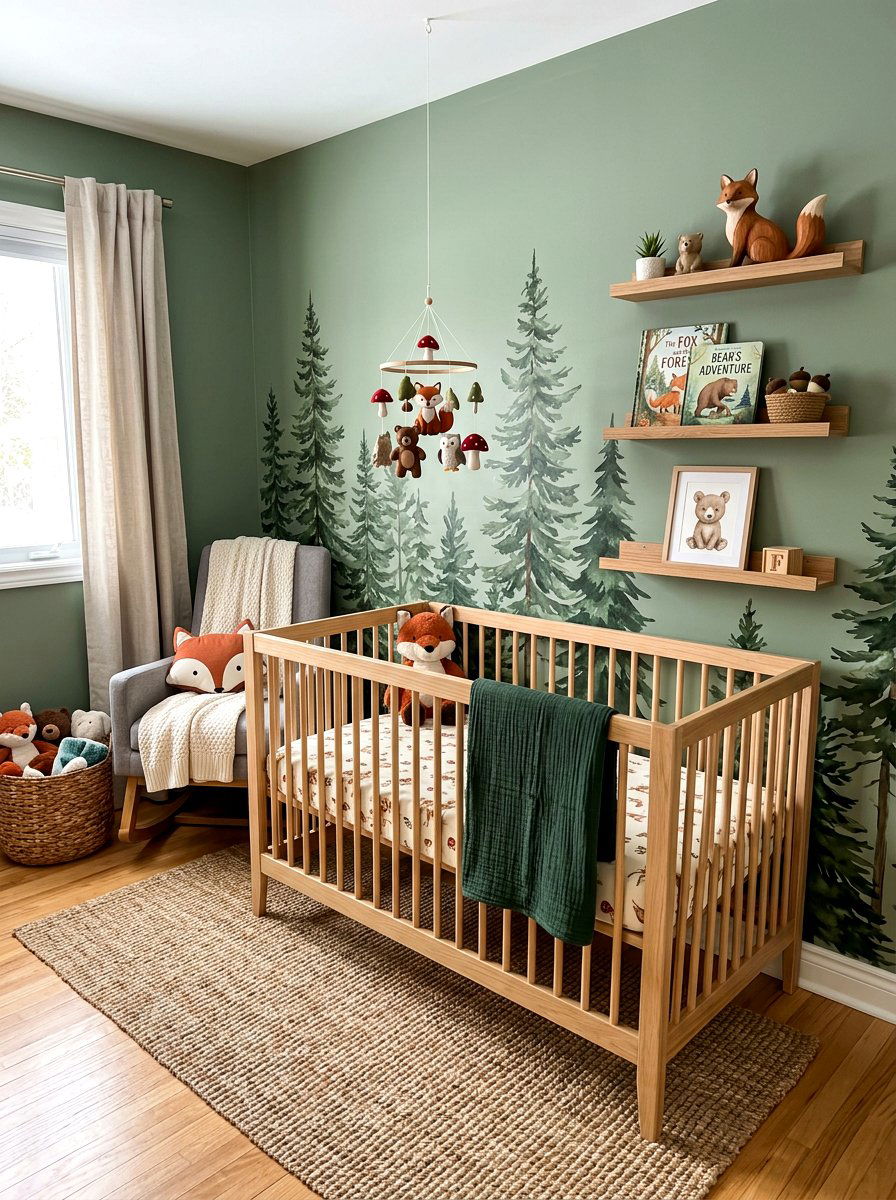 Woodland nursery theme corner - 30 nursery corner ideas