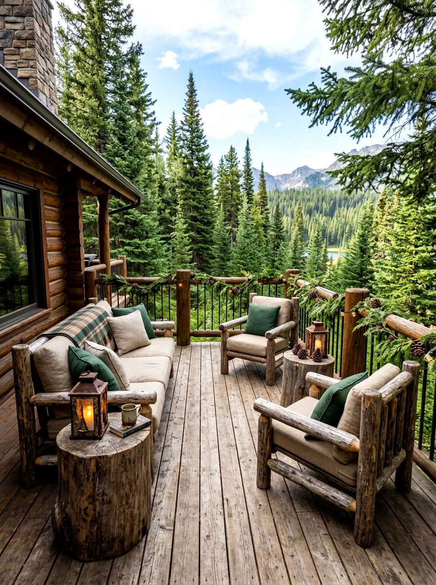 Woodland retreat deck area - 30 candlelit patio dinner ideas