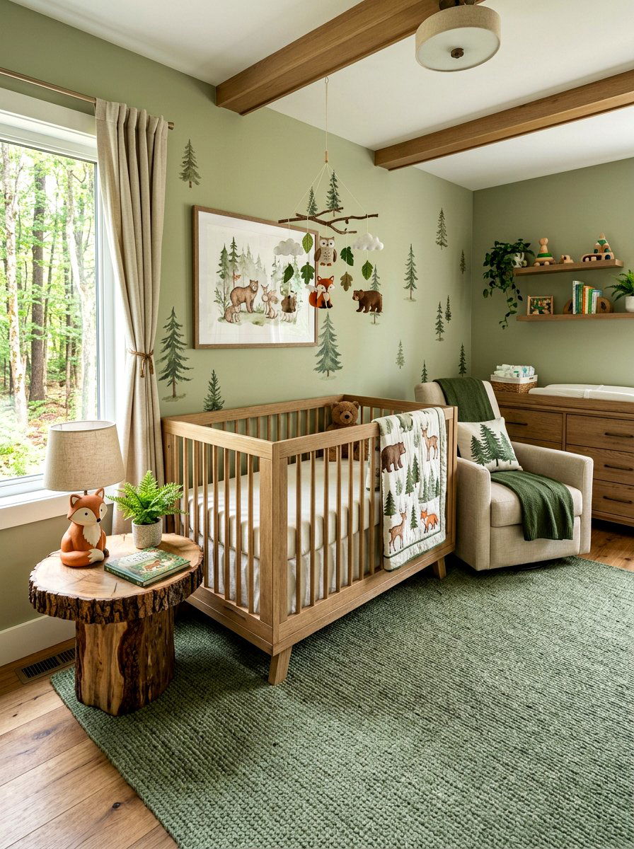 Woodland sage nursery - 30 soft sage nursery ideas