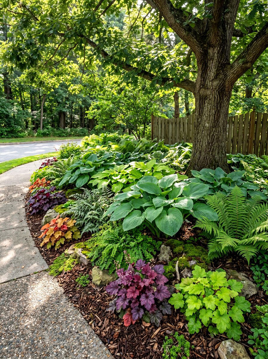 Woodland shade curbside planting - 30 curbside planting strip ideas