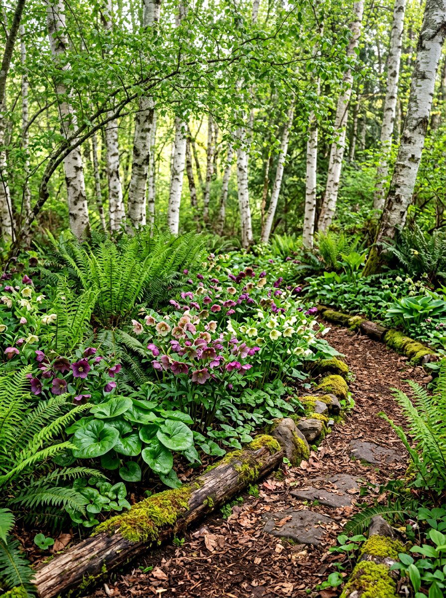 Woodland shade flower bed - 30 flower bed layout ideas