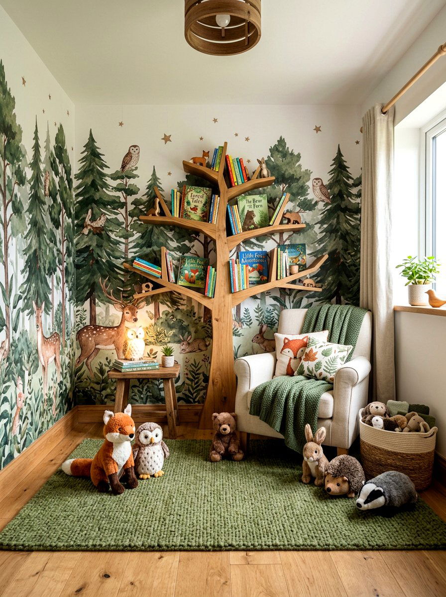 Woodland theme nursery reading corner - 30 nursery reading corner ideas