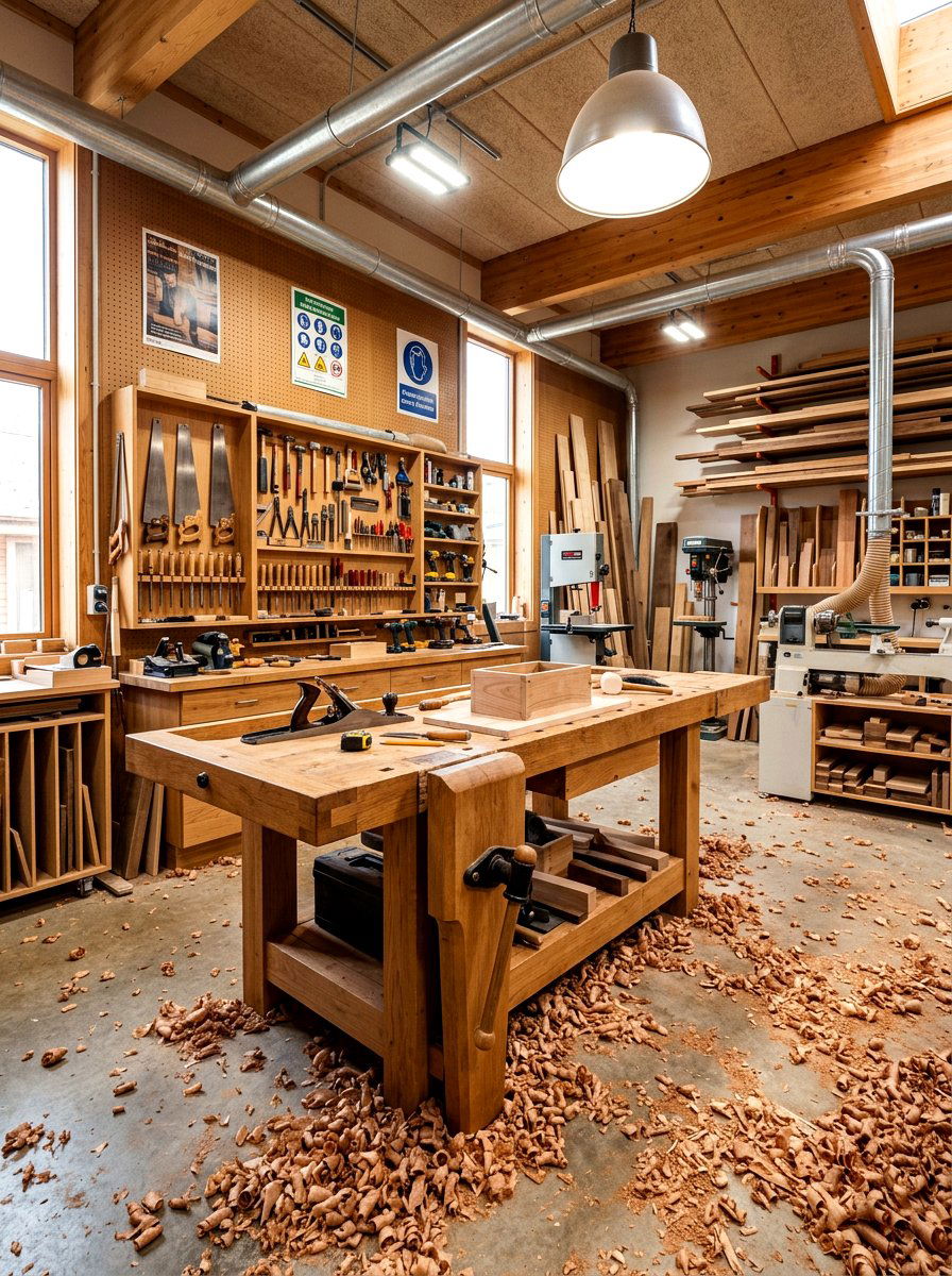 Woodworking maker space - 30 maker space ideas