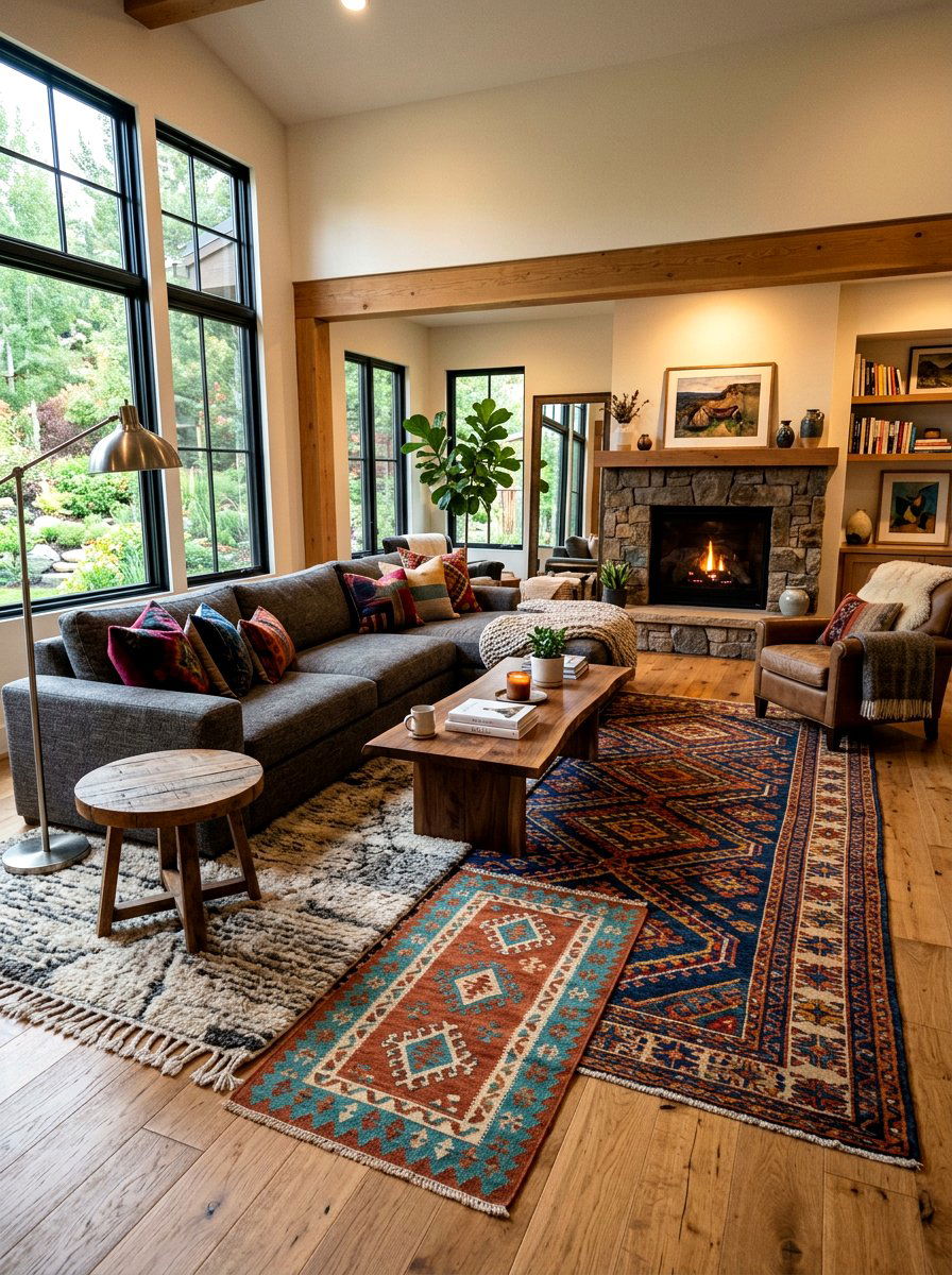 Wool Area Rugs - 30 ski chalet decor ideas