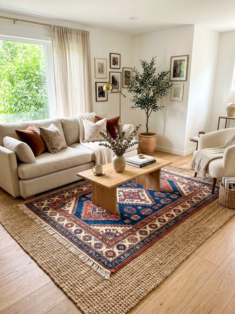 Wool Rug Layering - 30 analog living room ideas