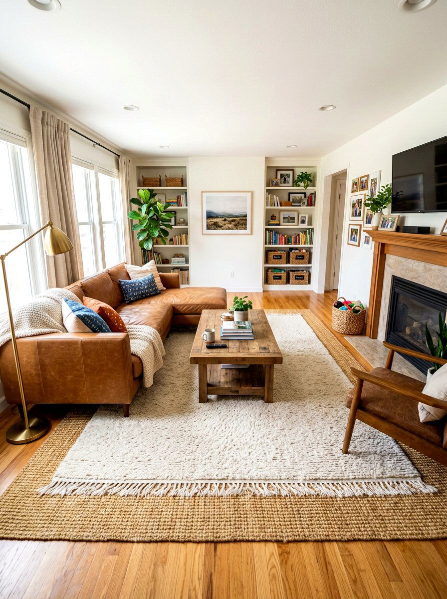 Wool Rug Over Sisal Rug - 30 layered rug ideas