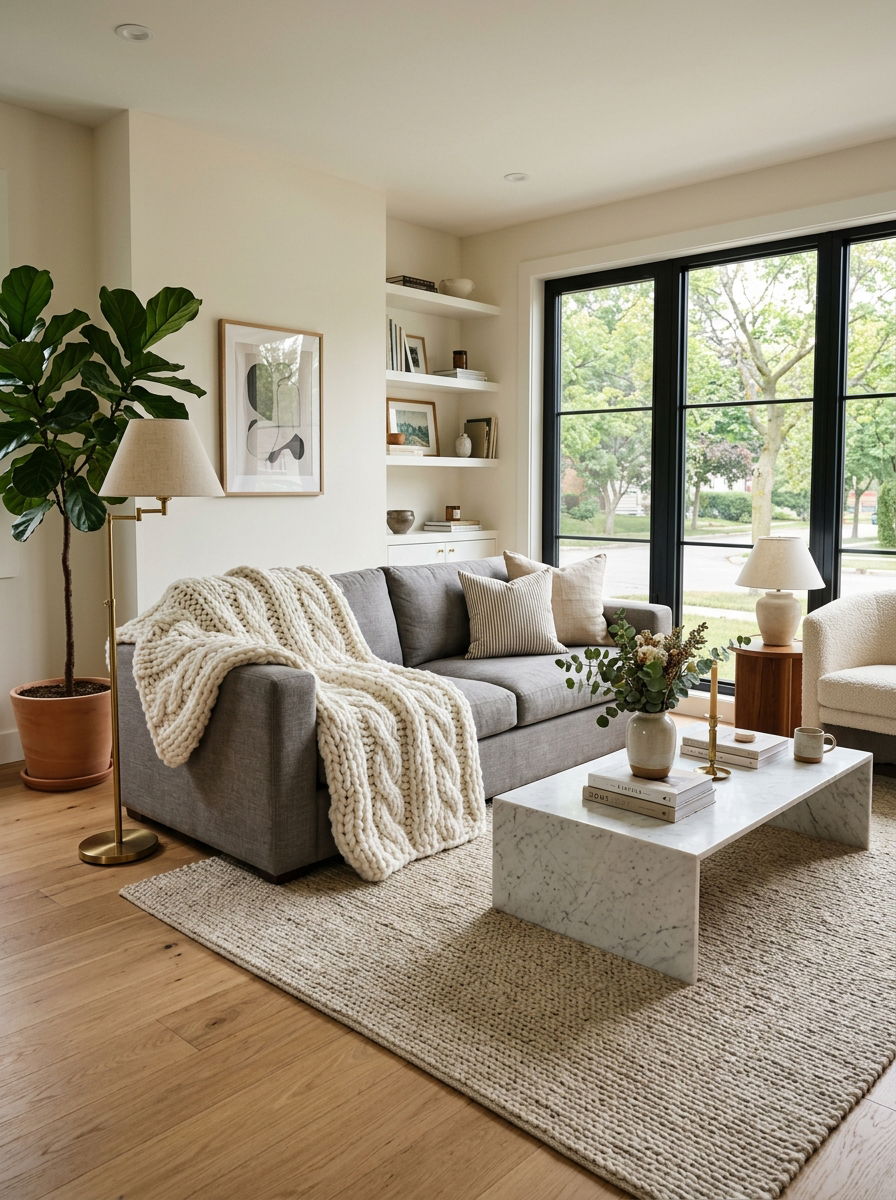 Wool Throw Living Room - 30 organic modern living space ideas