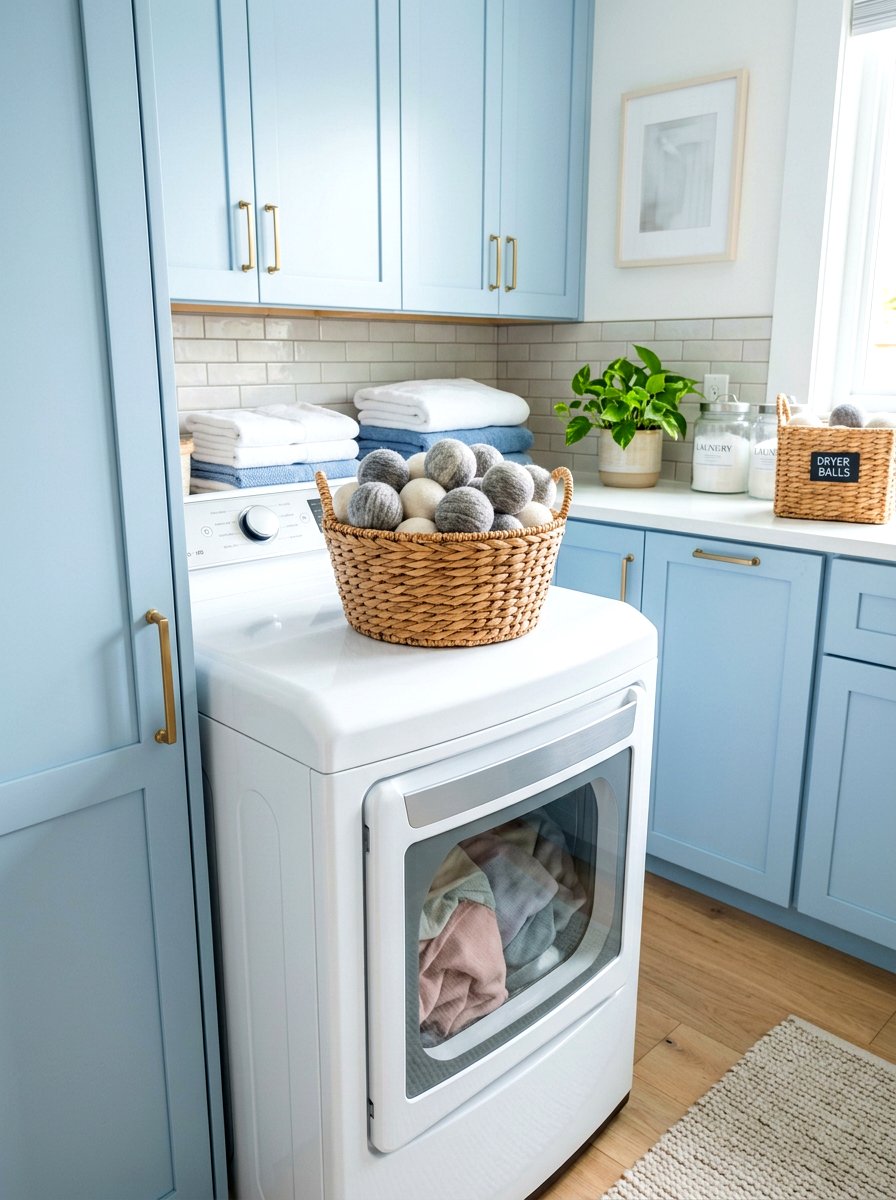 Wool dryer ball basket - 30 eco laundry room ideas