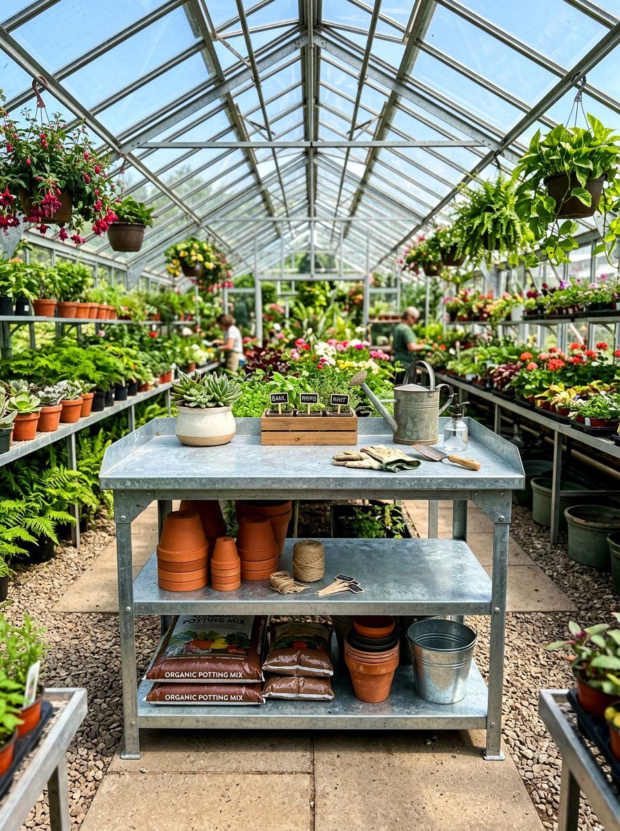 Work table - 30 greenhouse storage ideas