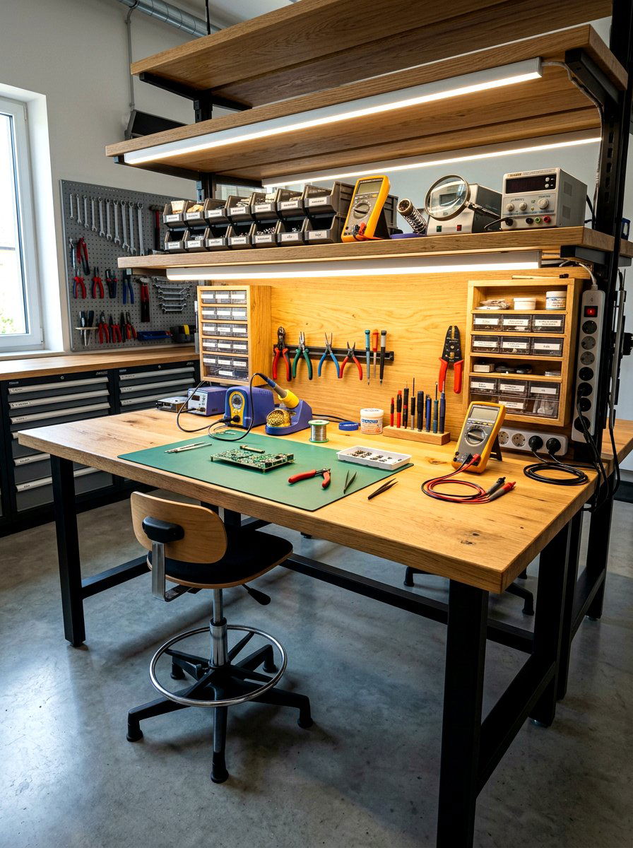 Workbench Task Lighting - 30 workshop lighting ideas