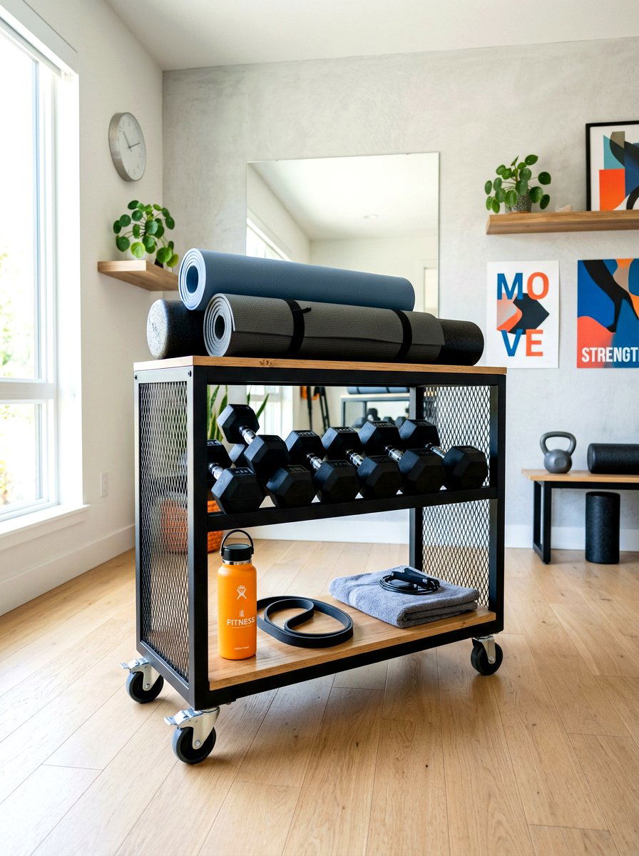 Workout Equipment Rolling Cart - 30 rolling cart storage ideas