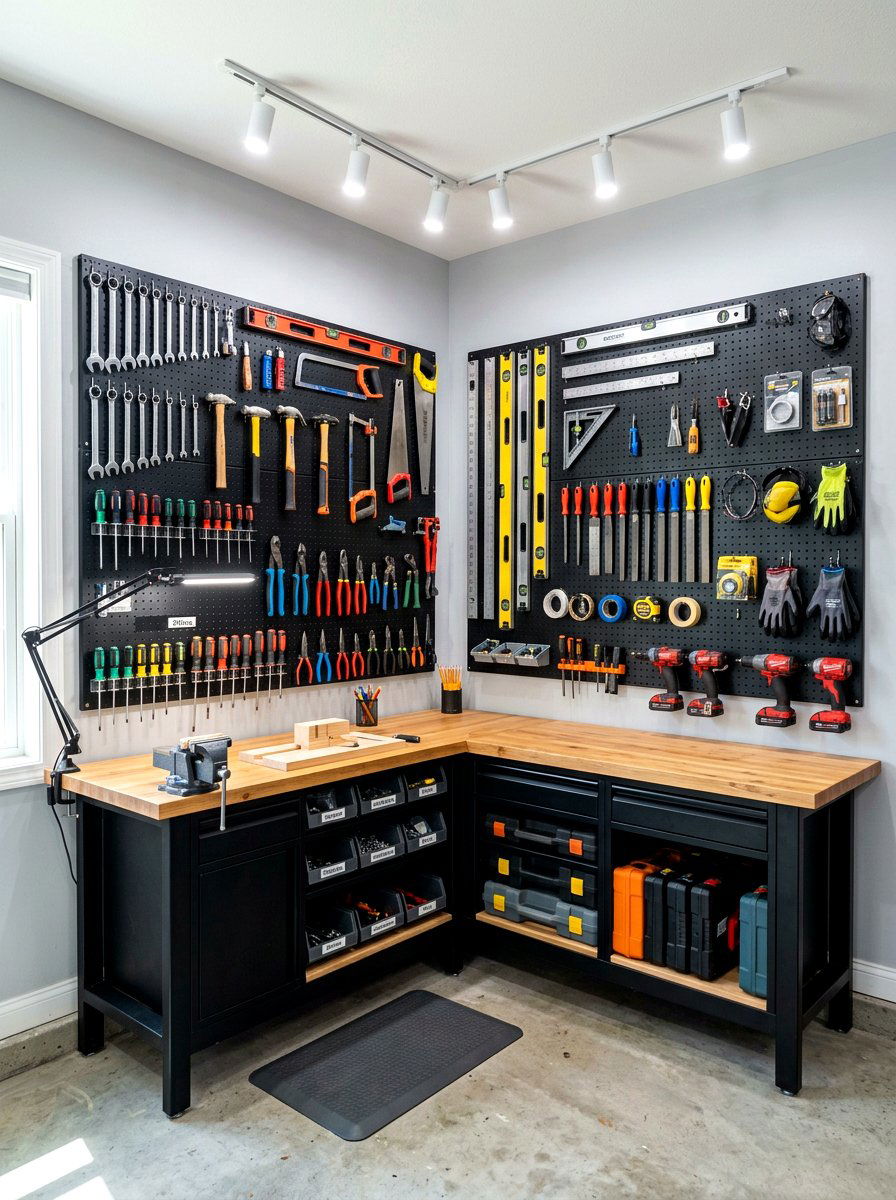 Workshop Corner Wall - 30 tool wall ideas