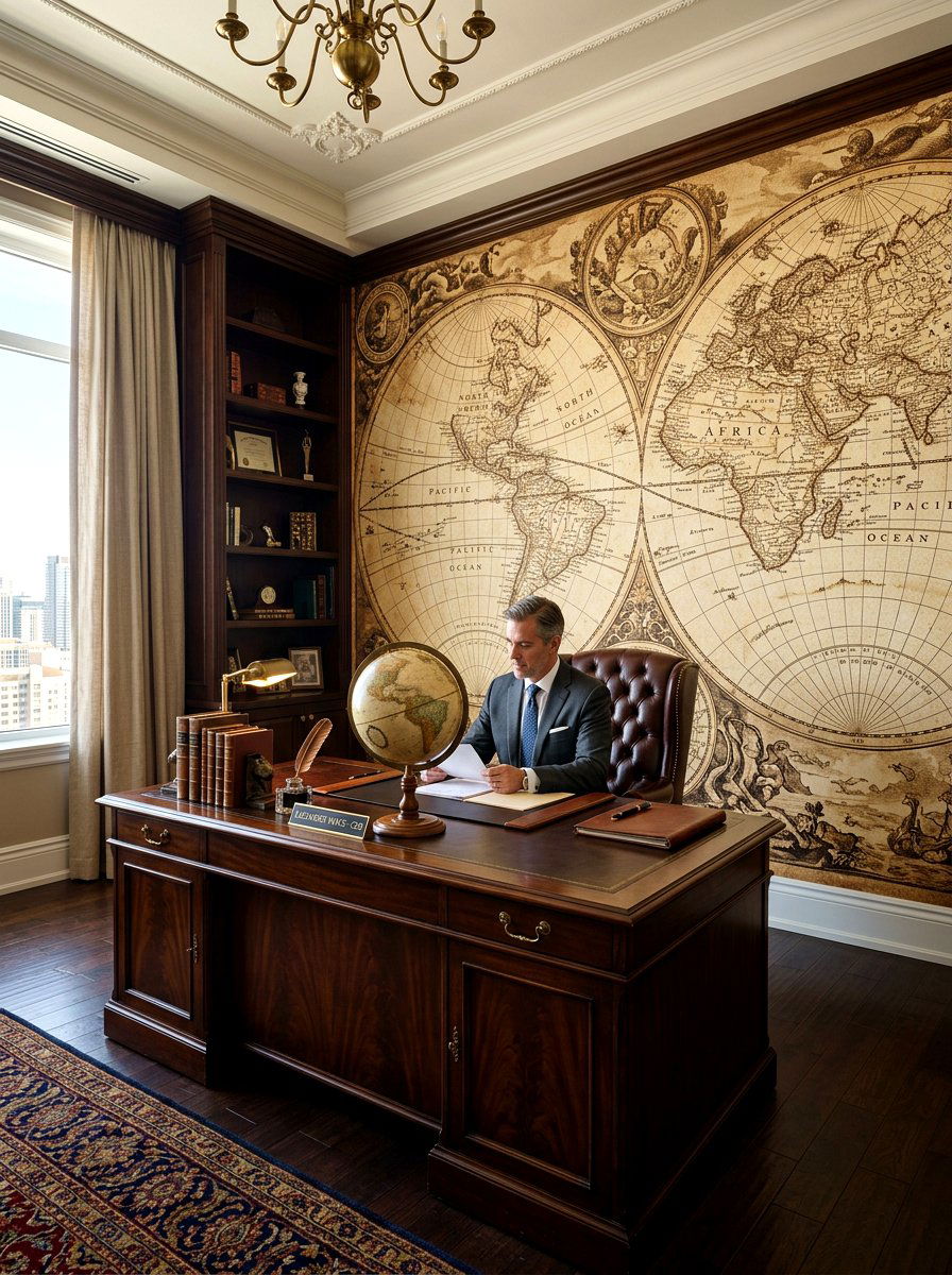 World Map Wallpaper - 30 office wallpaper ideas