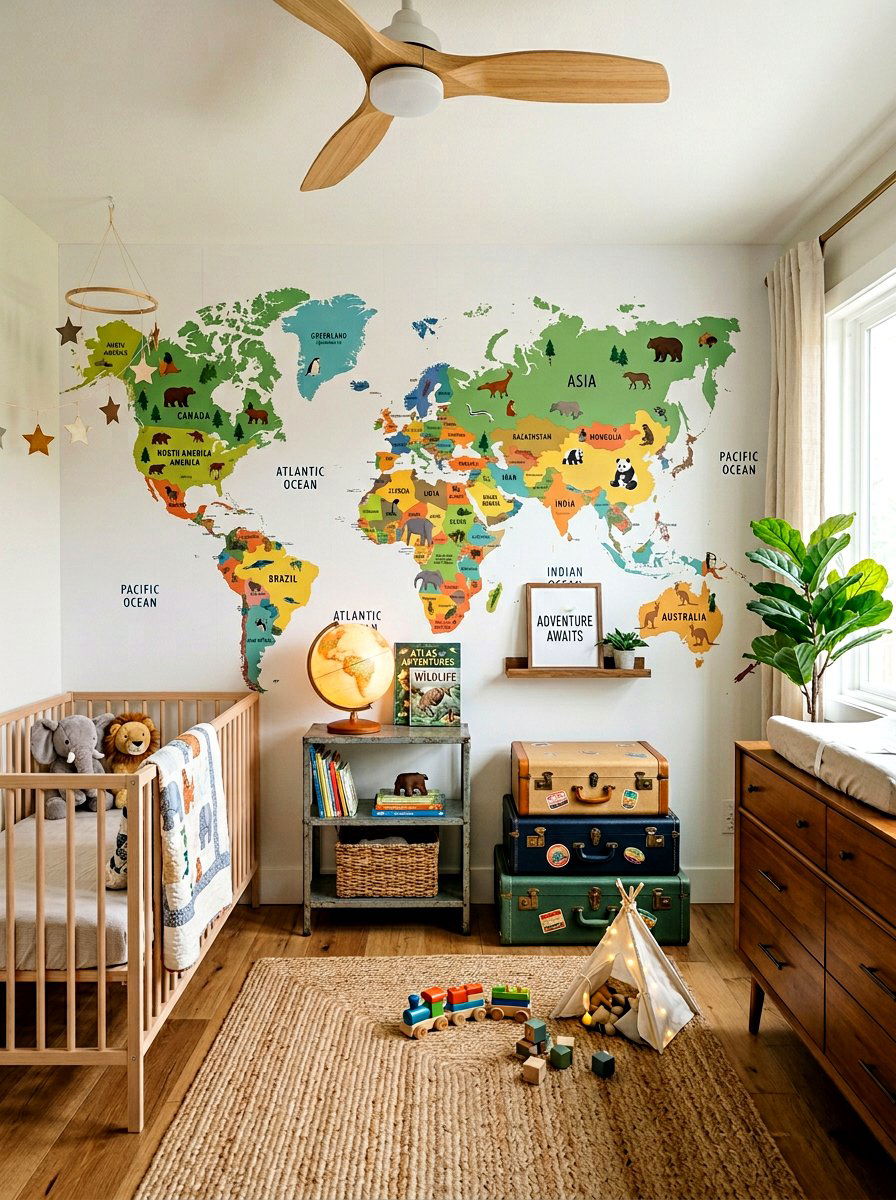 World map nursery wallpaper - 30 nursery wallpaper ideas