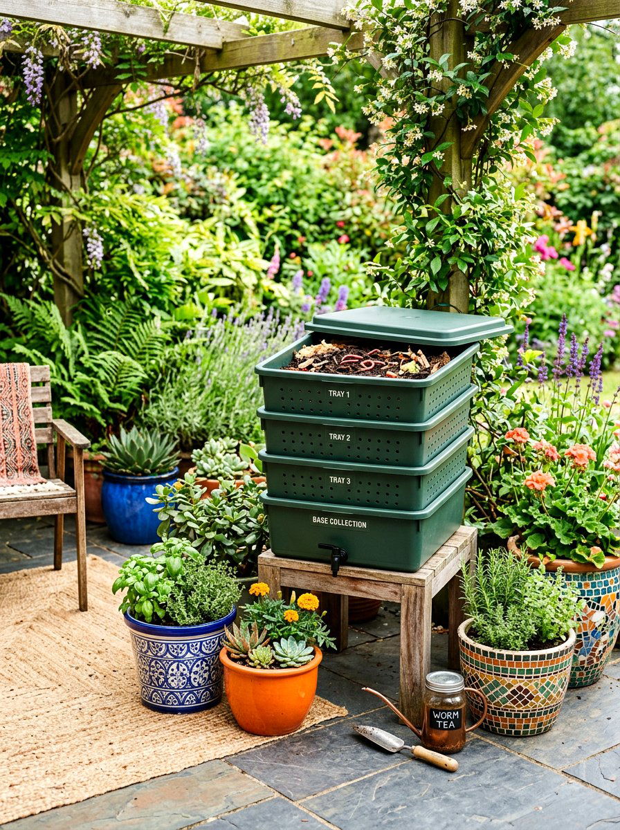 Worm Farm Tower - 30 compost station ideas