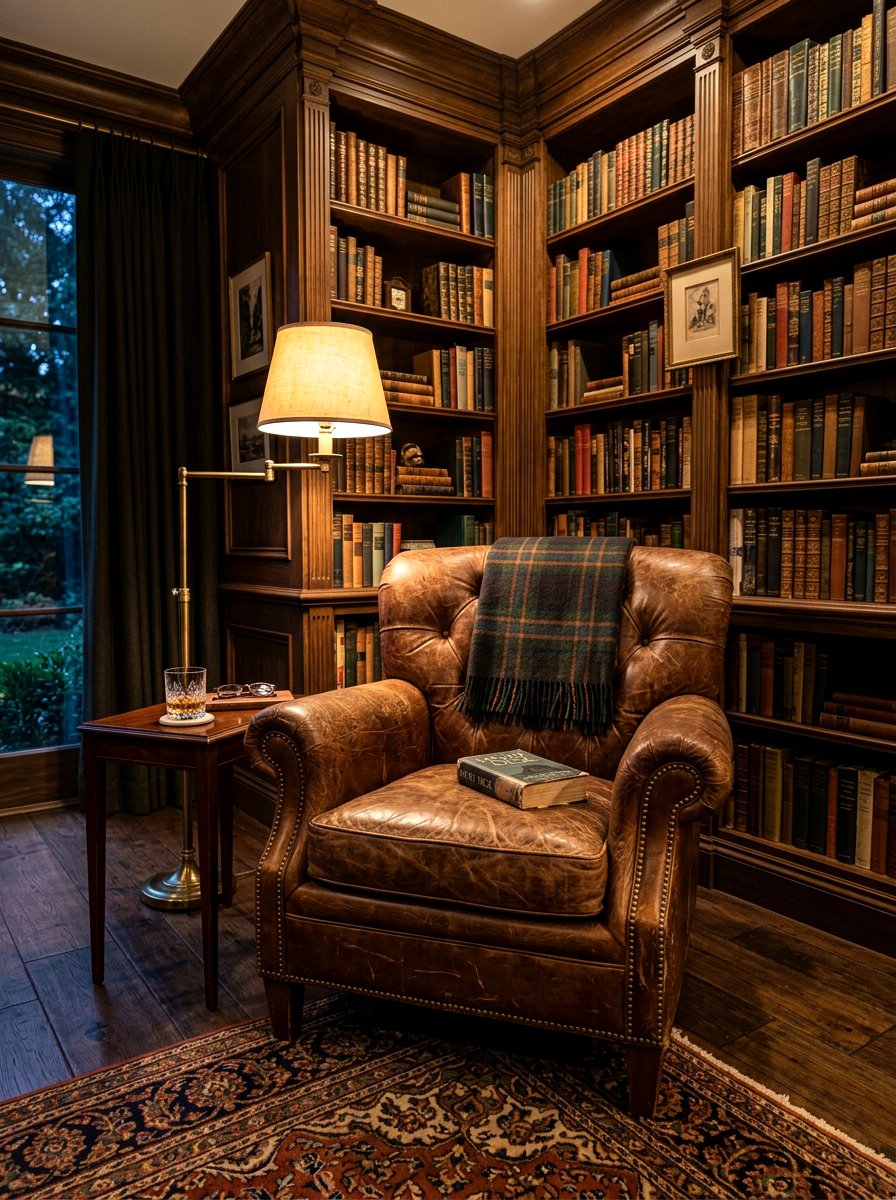 Worn leather armchair - 30 flea market decor ideas