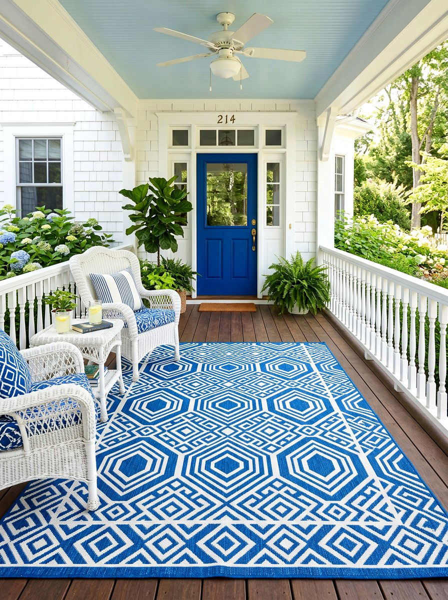 Woven Area Rug - 30 front stoop styling ideas