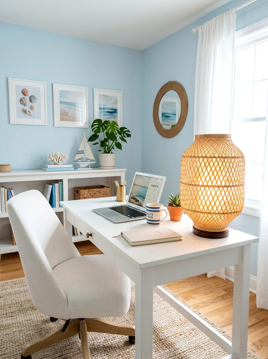 Woven Bamboo Table Lamp Office - 30 lamp lit office ideas