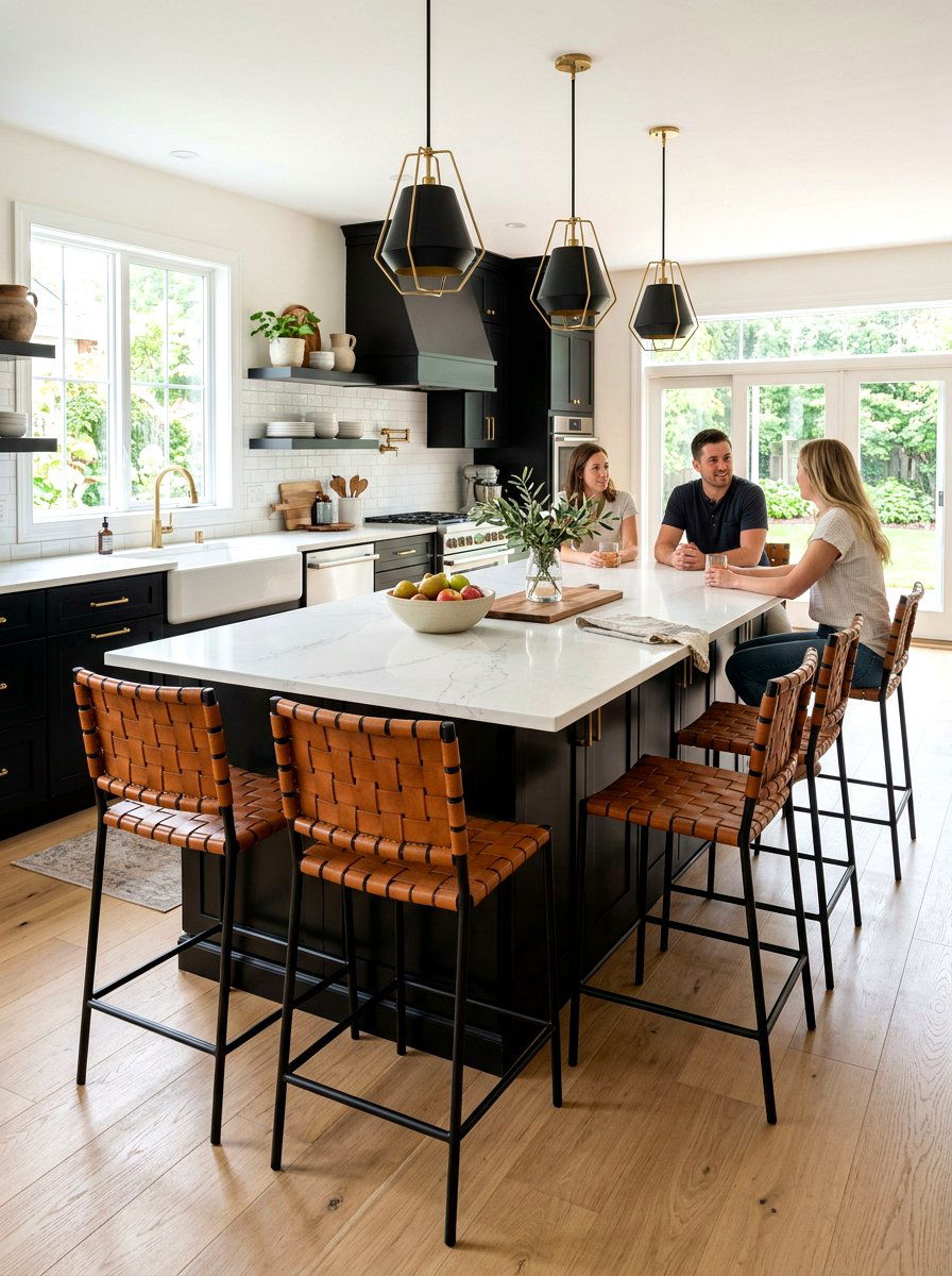 Woven Bar Stool - 30 farmhouse kitchen ideas