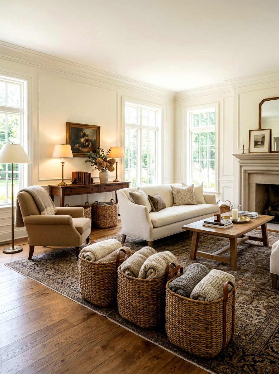 Woven Basket - 30 renter friendly old money decor ideas